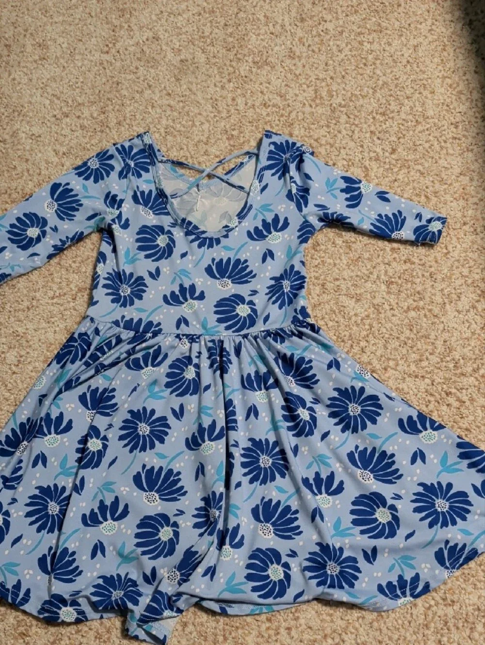 Girls Blue Floral Twirl Dress Dot Dot Smile